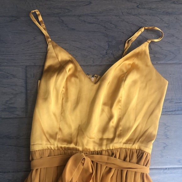 ModCloth mustard spaghetti strap long maxi dress Sz 0 New with tags - Picture 3 of 11